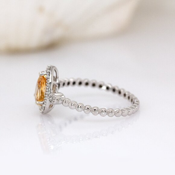 Imperial Topaz Ring in Solid 14K Gold with Natural Diamond Accents - Picture 6 of 8